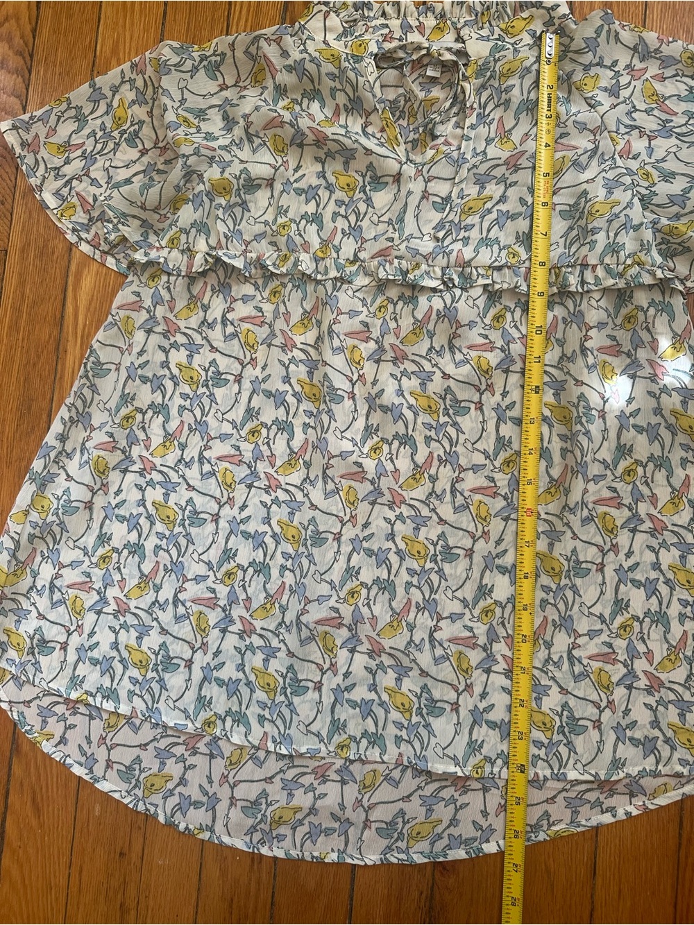 Hayden Floral Ruffle Blouse Large Flutter Sleeve Tie Neck Cottagecore 1071 - Picture 5 of 9
